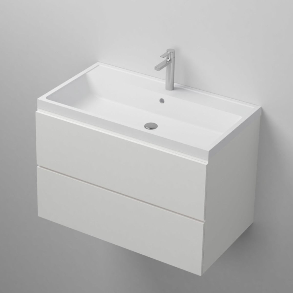 Waschbecken Klaus, Mineralwerkstoff, Halb-Einbau, mit Hahnloch, 80x45 cm