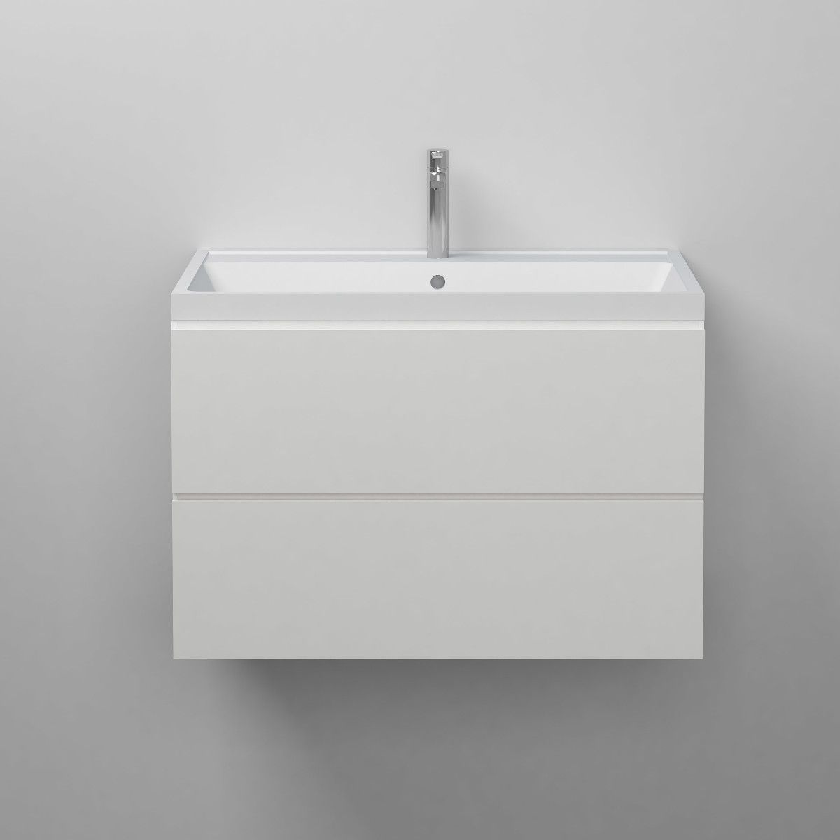 Waschbecken Klaus, Mineralwerkstoff, Halb-Einbau, mit Hahnloch, 80x45 cm