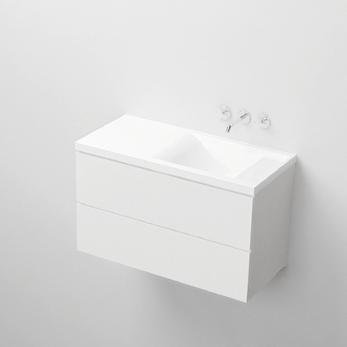 Waschbecken Lino, Mineralkomposit, Halb-Einbaumontage, versteckter Abfluss, 100x47 cm