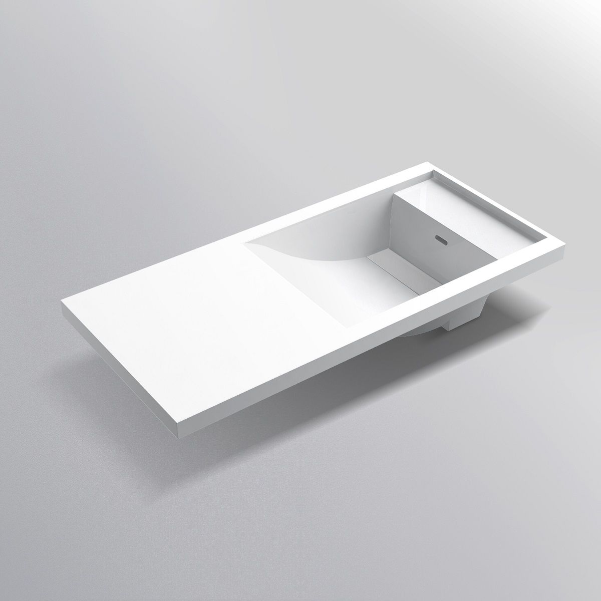 Waschbecken Lino, Mineralkomposit, Halb-Einbaumontage, versteckter Abfluss, 100x47 cm