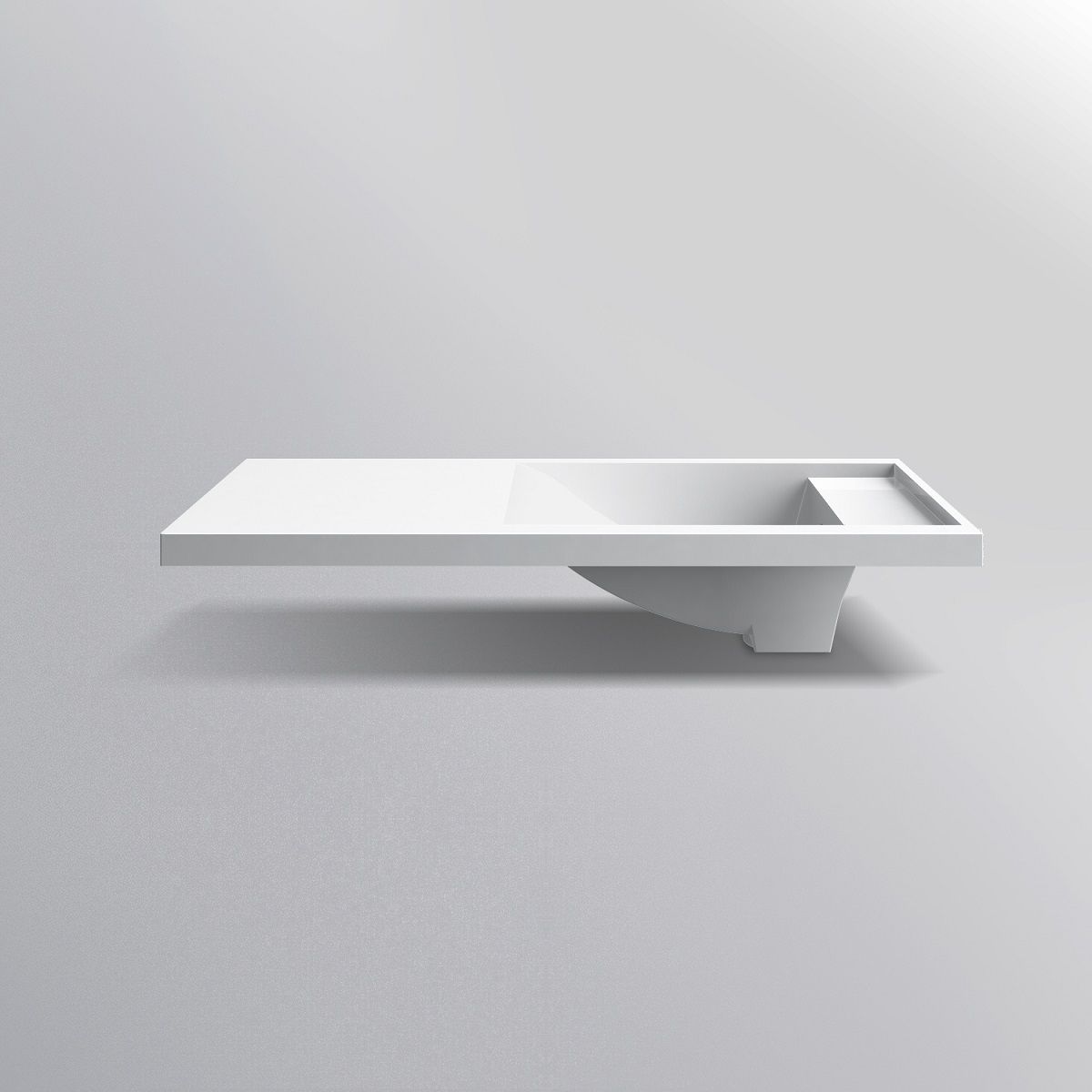 Waschbecken Lino, Mineralkomposit, Halb-Einbaumontage, versteckter Abfluss, 100x47 cm