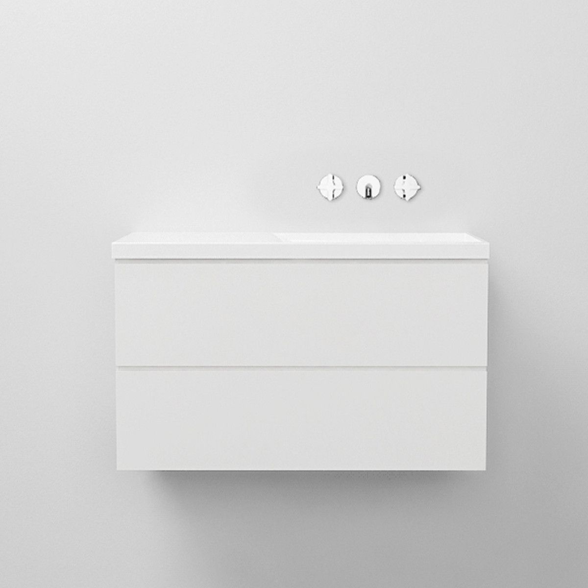 Waschbecken Lino, Mineralkomposit, Halb-Einbaumontage, versteckter Abfluss, 100x47 cm