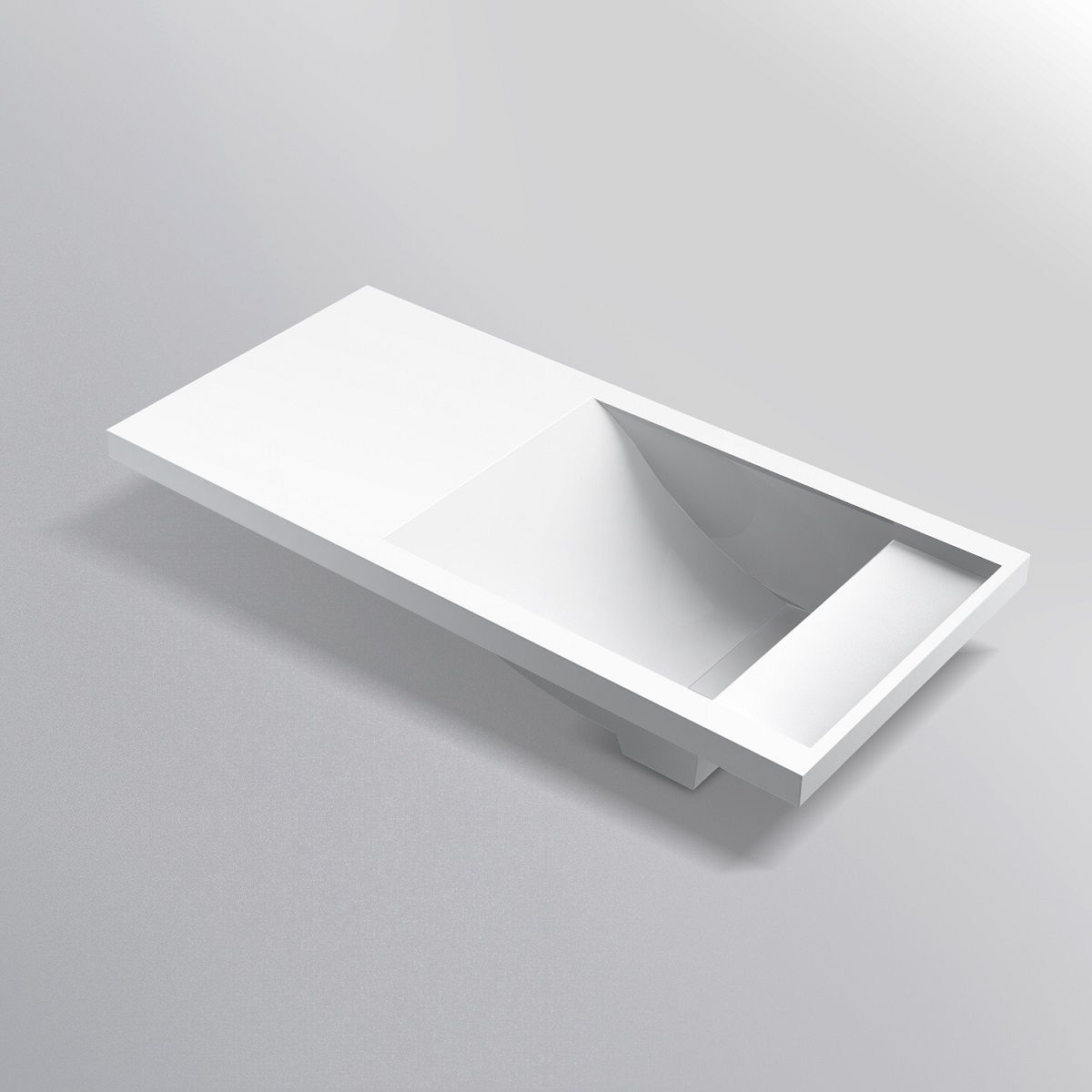 Waschbecken Lino, Mineralkomposit, Halb-Einbaumontage, versteckter Abfluss, 100x47 cm