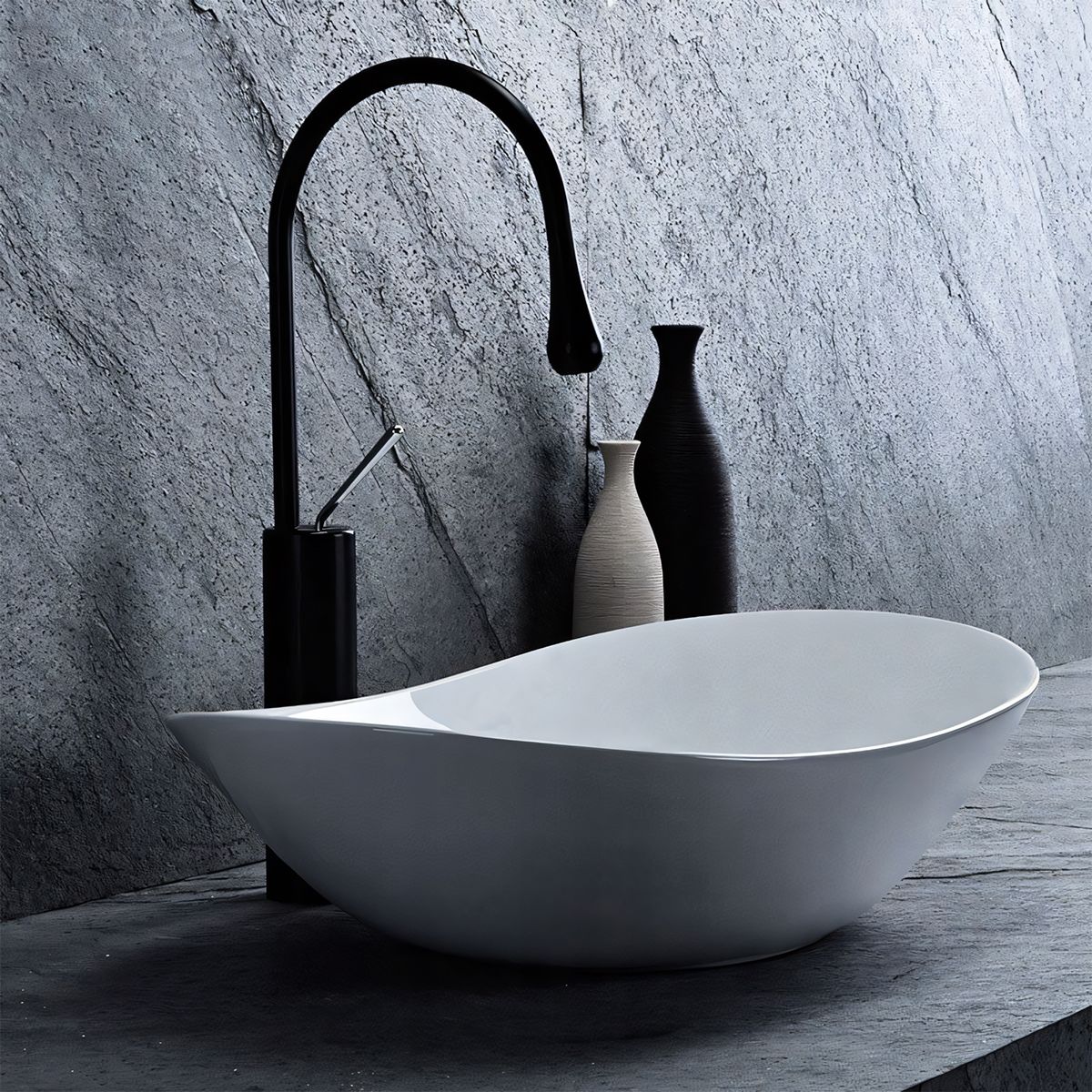 Waschbecken Luigi, Weiß, Sanitärkeramik, 52x32 Aufsatzmontage