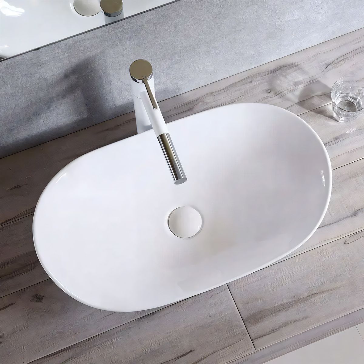 Waschbecken Luigi, Weiß, Sanitärkeramik, 52x32 Aufsatzmontage