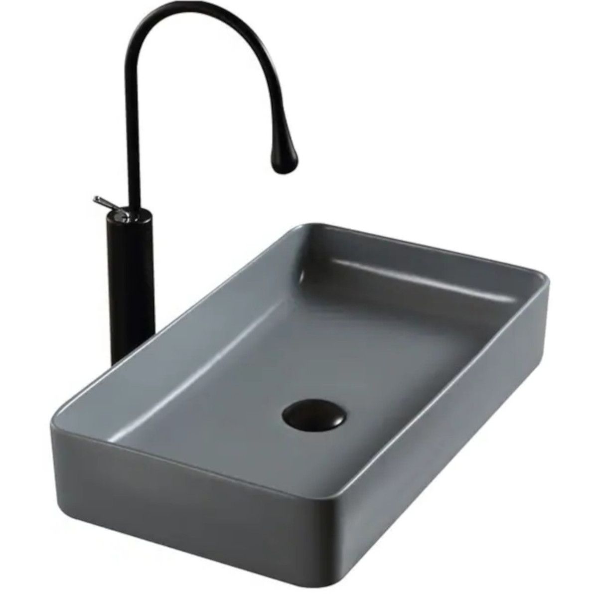 Waschbecken Maura, Mattgrau, Sanitärkeramik, 61x35 Aufsatzmontage
