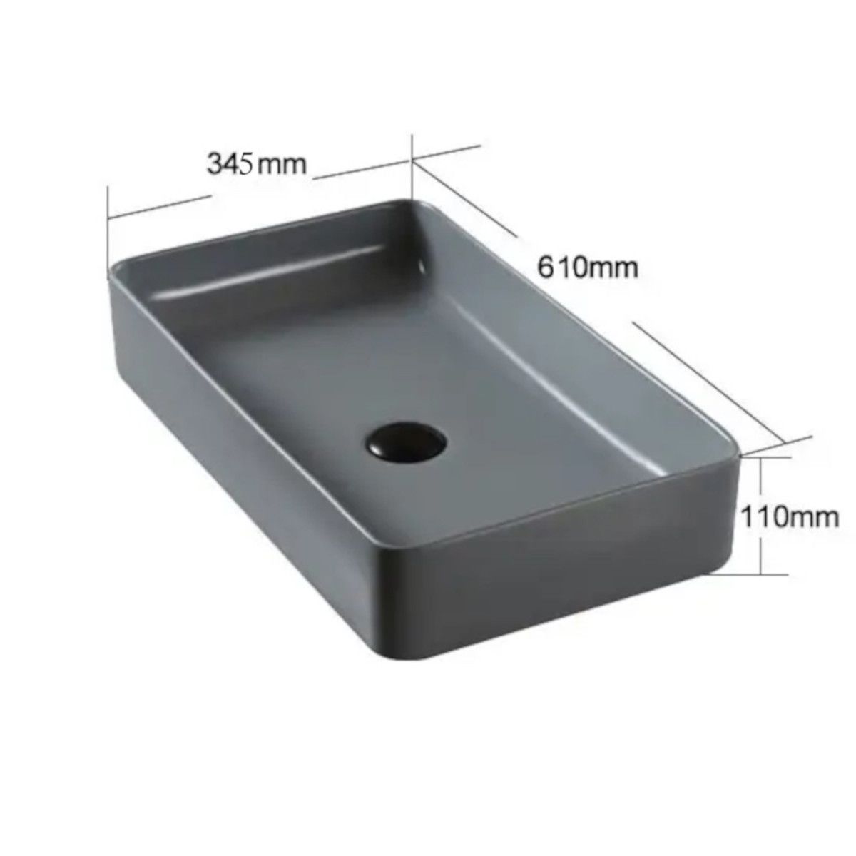 Waschbecken Maura, Mattgrau, Sanitärkeramik, 61x35 Aufsatzmontage
