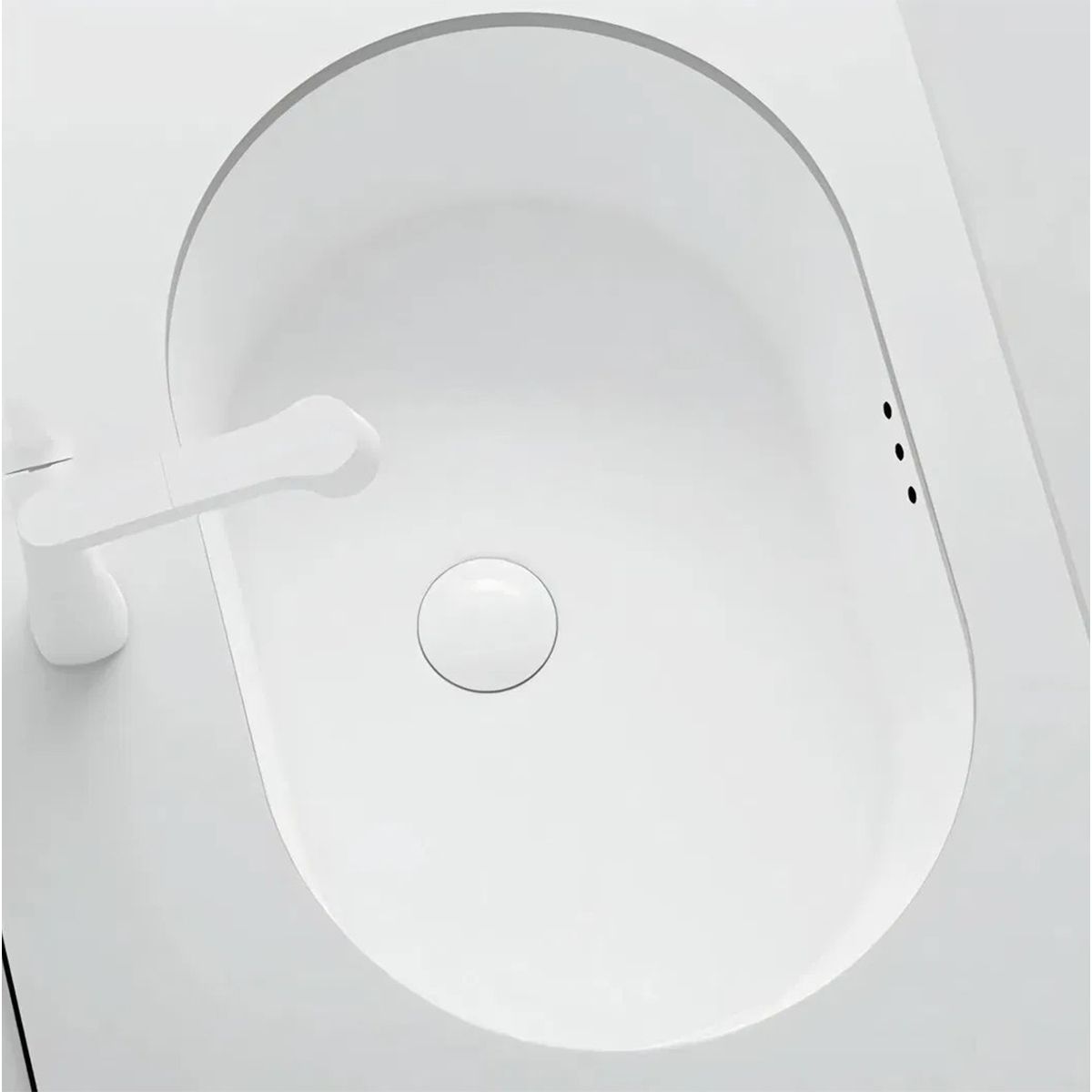Waschtisch, Einbauinstallation, Sanitärkeramik, Maße: 60x39-70x41 cm, Weiß Glanz, Luca
