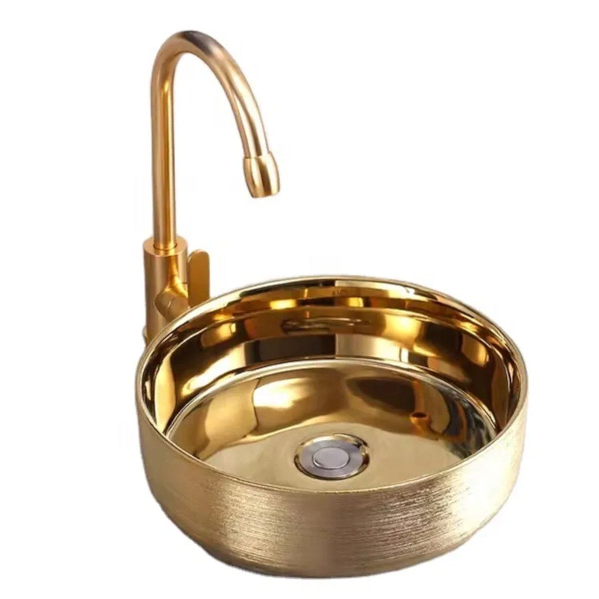 Waschbecken Morena, Gold, Durchmesser 36 cm, Aufsatzmontage, Sanitärkeramik