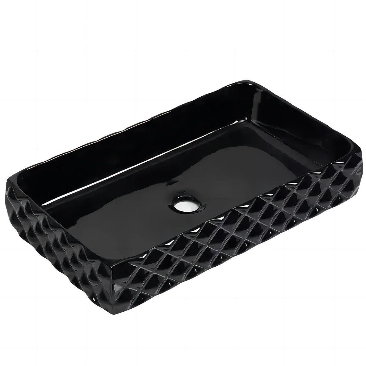 Waschbecken, Schwarz, 63x34 cm, Aufsatzmontage, Sanitärkeramik, Sidef