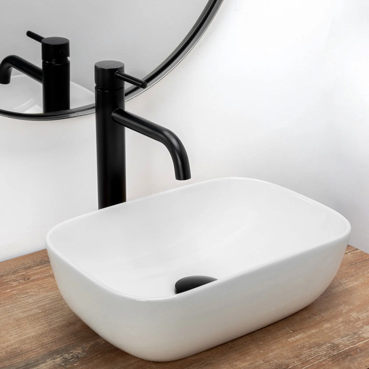 Waschbecken REA Belinda Mini, Weiß, 36x25 cm, Aufsatzmontage, Sanitärkeramik