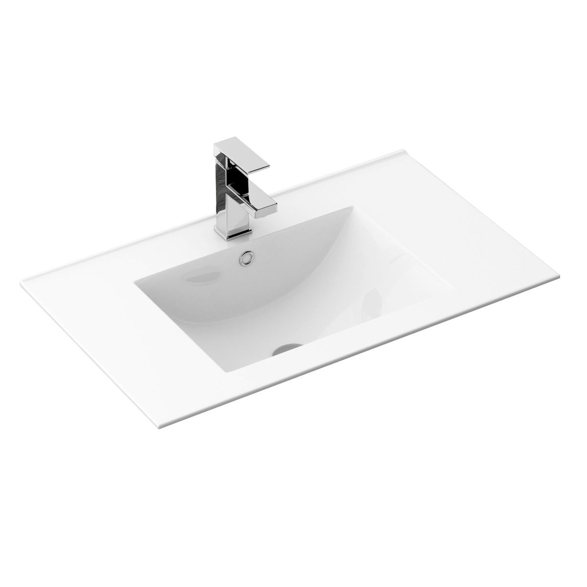 REA Dafne Waschbecken, Weiß, glänzend, 71x46,5 cm, Halbeinbau, Sanitärkeramik, mit Hahnloch und Überlauf