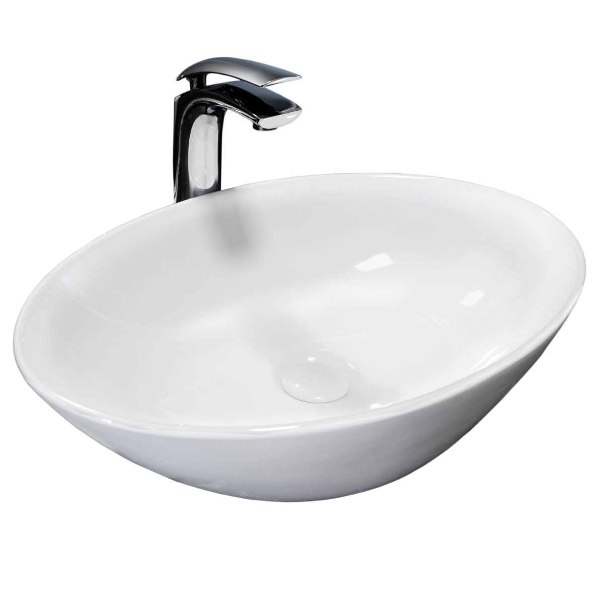 REA HANA Waschbecken, Weiß, glänzend, 56x39 cm, Slim Edge Kollektion, Aufsatzmontage, Sanitärkeramik