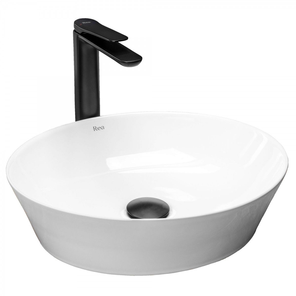 REA Saga Waschbecken, Weiß, glänzend, 41x37,5 cm, Aufsatzmontage, Sanitärkeramik