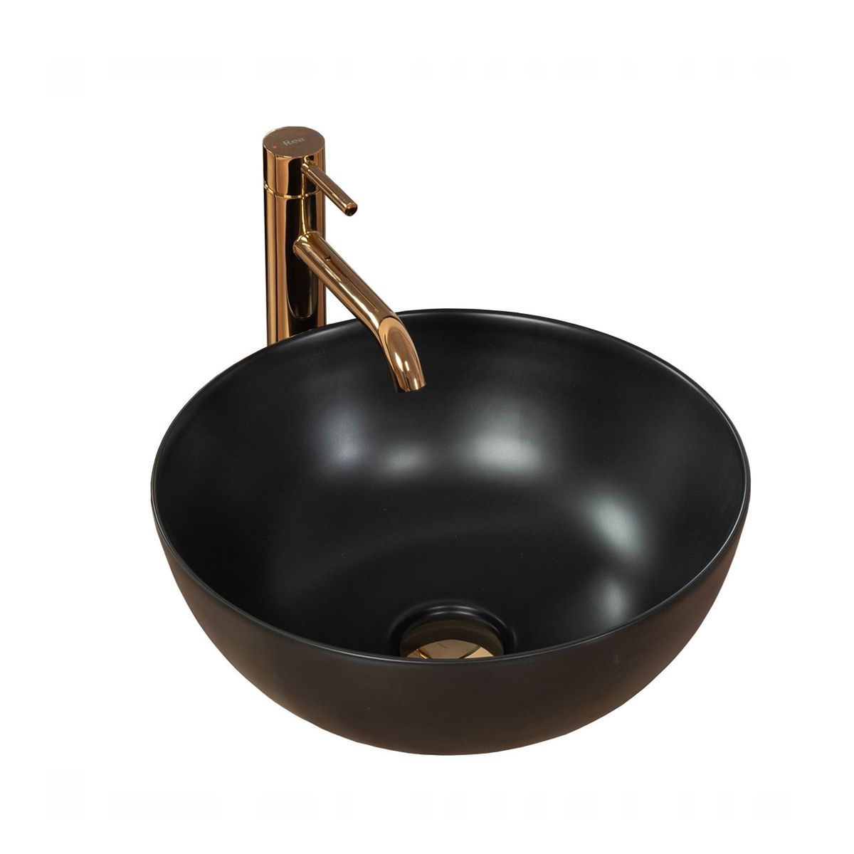 Waschbecken REA Stella, Schwarz, matt, 36x36 cm, Aufsatzmontage, Sanitärkeramik