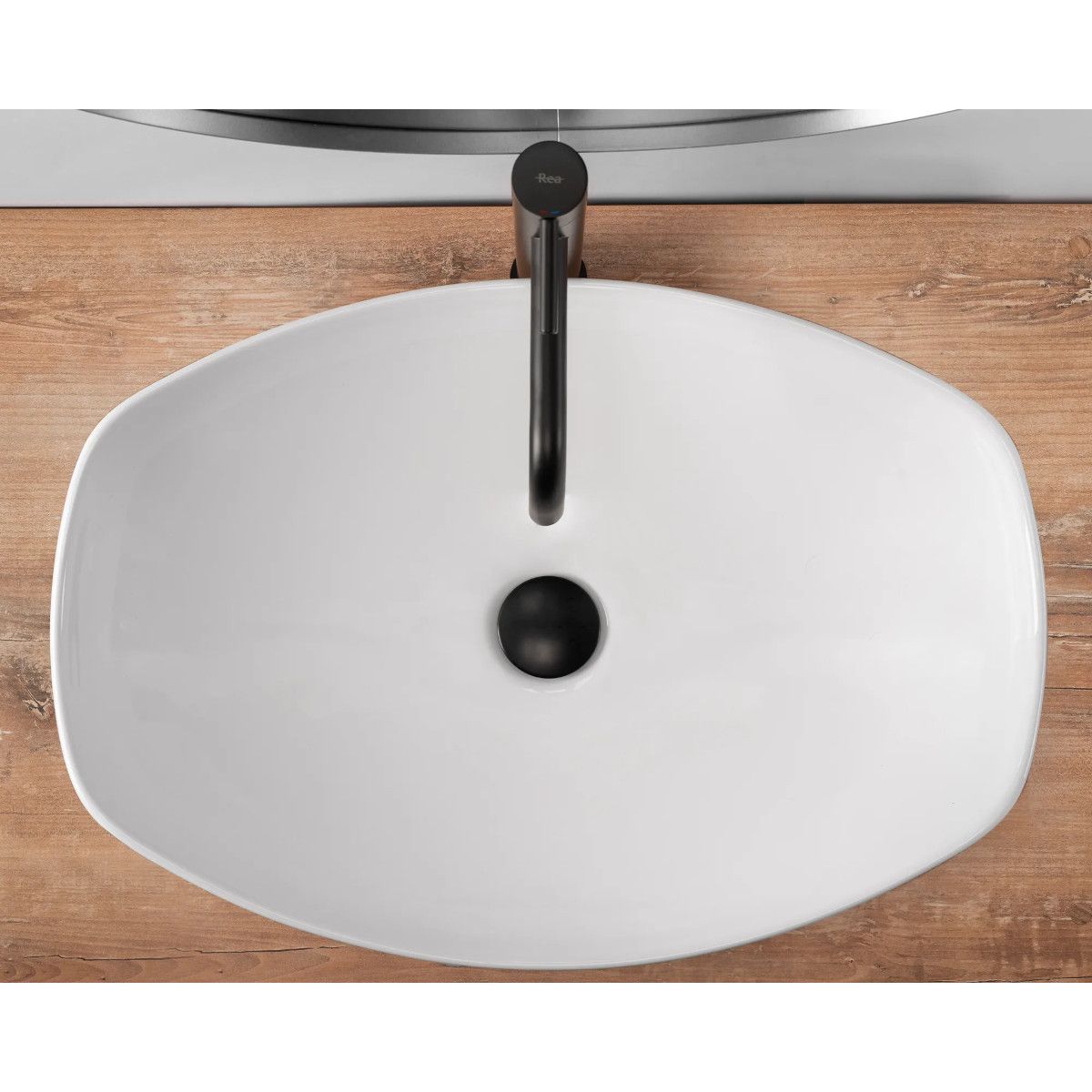 REA Tango Waschbecken, Weiß, glänzend, 56,5x40,5 cm, Aufsatzmontage, Sanitärkeramik