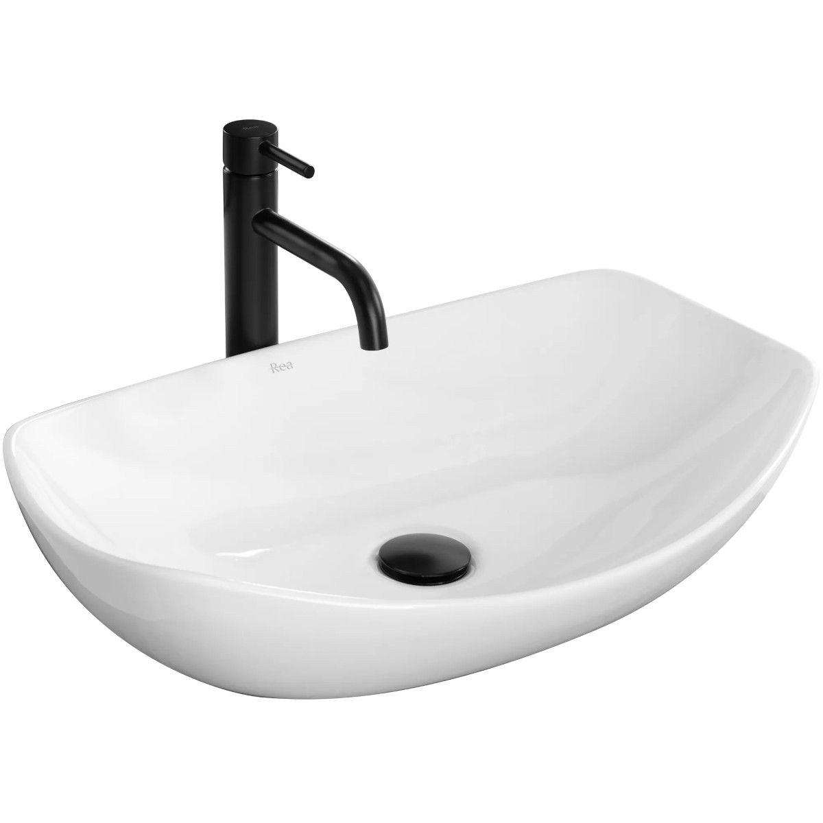 REA Tango Waschbecken, Weiß, glänzend, 56,5x40,5 cm, Aufsatzmontage, Sanitärkeramik