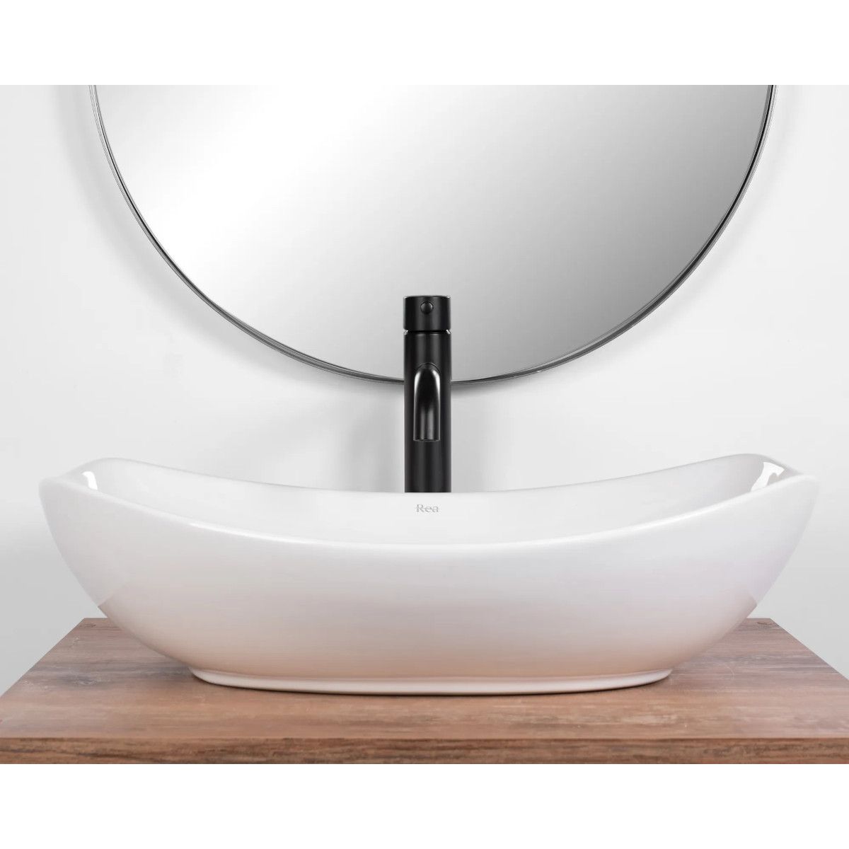 REA Tango Waschbecken, Weiß, glänzend, 56,5x40,5 cm, Aufsatzmontage, Sanitärkeramik