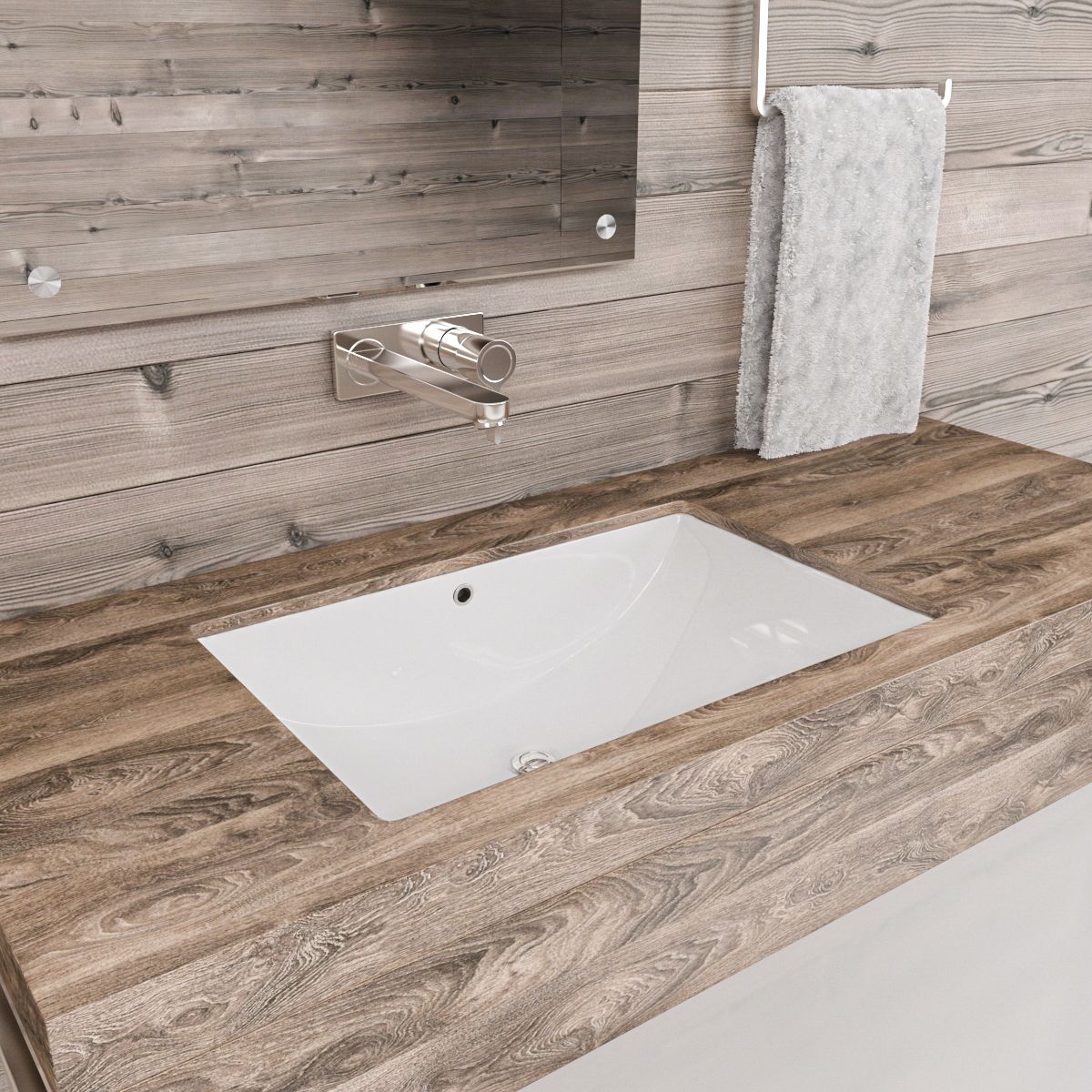 Waschbecken Romeo, Weiß, 53x37 cm, Einbaumontage, Sanitärkeramik