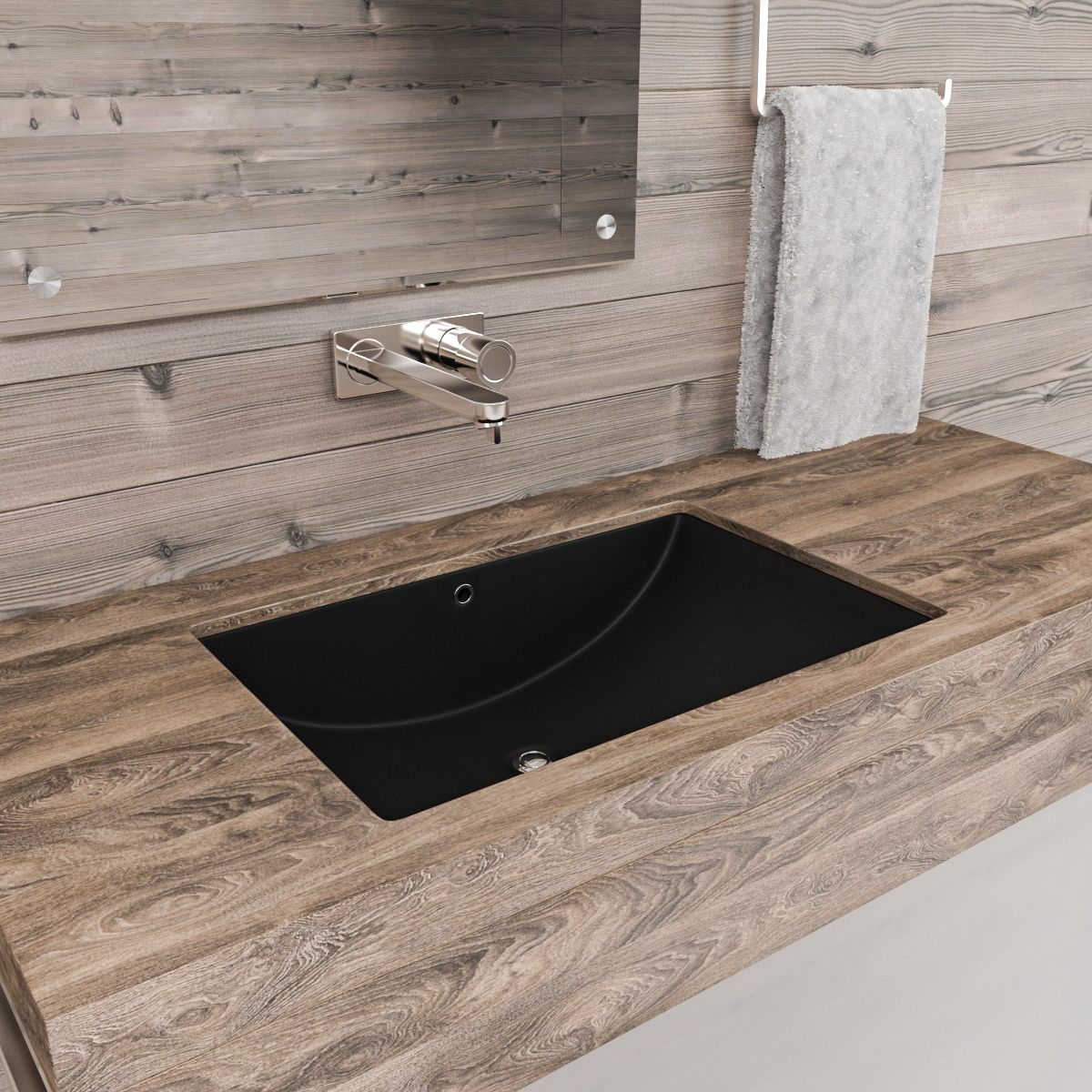 Waschbecken Romeo, Mattschwarz, 53x37 cm, Einbaumontage, Sanitärkeramik