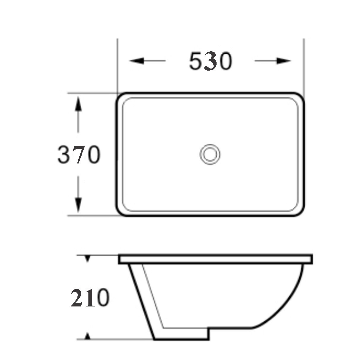 Waschbecken Romeo, Mattschwarz, 53x37 cm, Einbaumontage, Sanitärkeramik