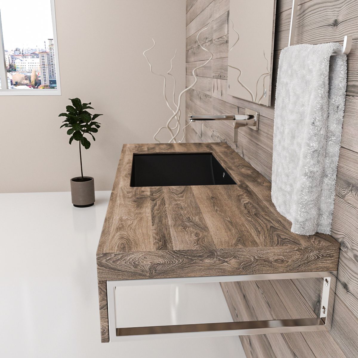 Waschbecken Romeo, Mattschwarz, 53x37 cm, Einbaumontage, Sanitärkeramik