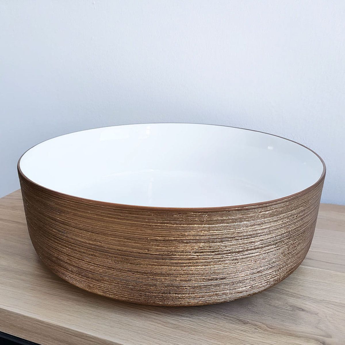 Waschbecken Sarafina, Sanitärkeramik, Roségold, gebürstetes Finish, 36x36 cm, Aufsatzmontage