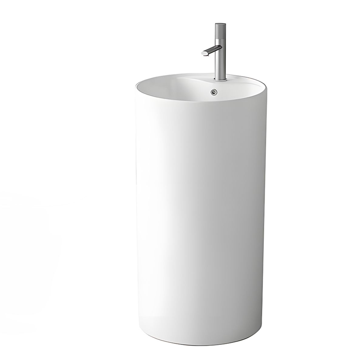 Standwaschbecken, Glänzend Weiß, mit Hahnloch, Durchmesser 45 cm, Modena