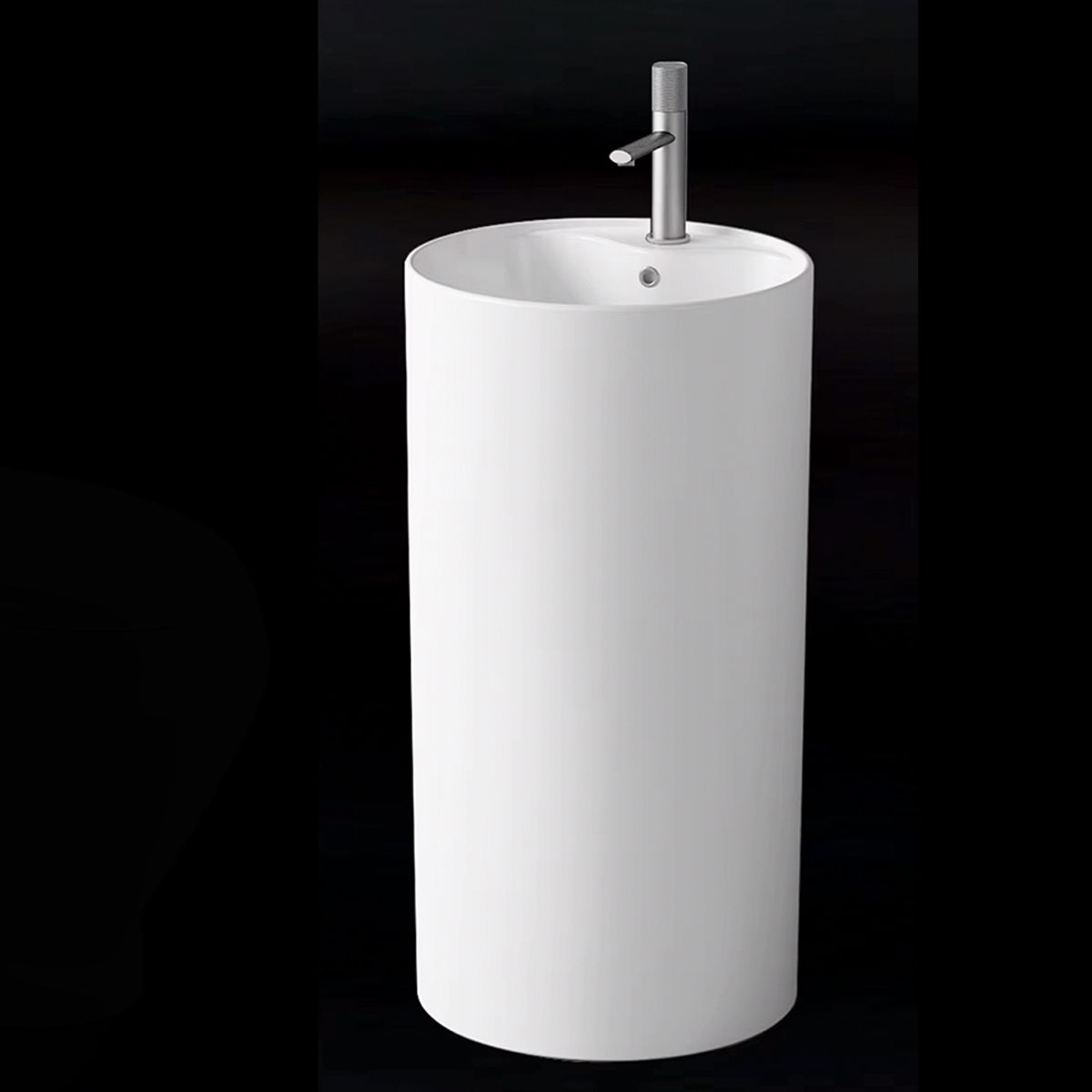 Standwaschbecken, Glänzend Weiß, mit Hahnloch, Durchmesser 45 cm, Modena