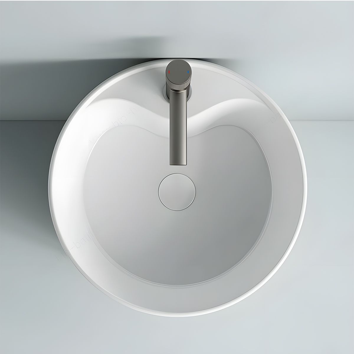 Standwaschbecken, Glänzend Weiß, mit Hahnloch, Durchmesser 45 cm, Modena