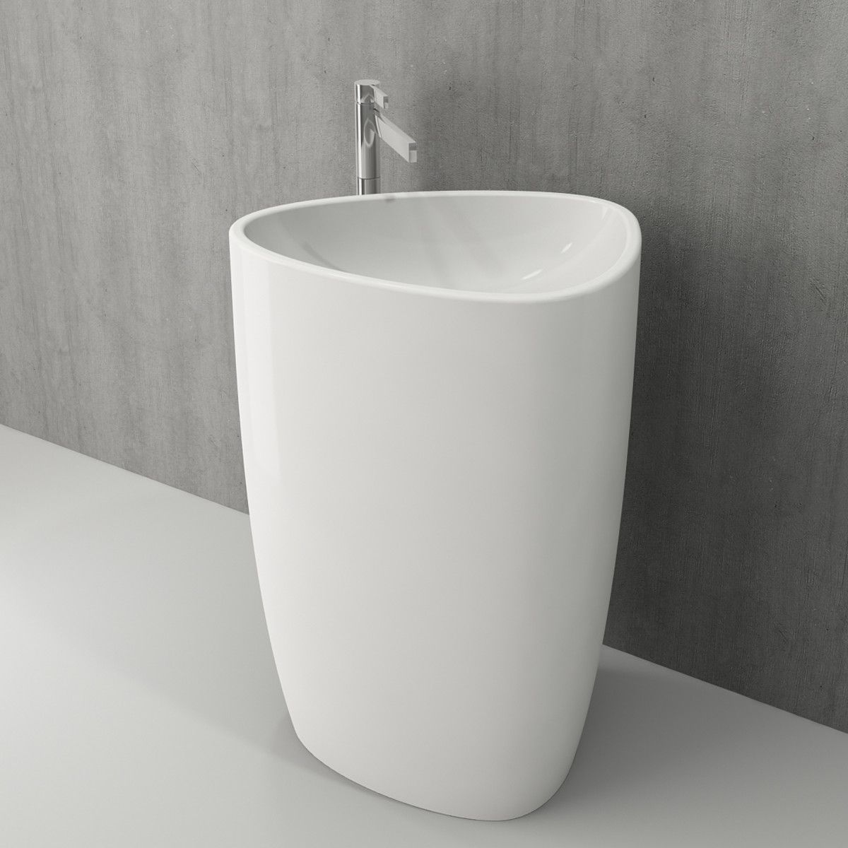 Standwaschbecken Britney, Bodenmontage, 58x43x86 cm, keramischer Deckel, glänzend Weiß, Royalty Line by Ego