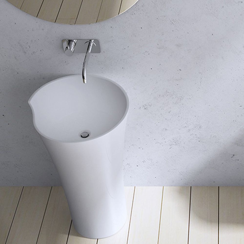 Standwaschbecken EGO 30, Weiß, glänzend, 53x53x88 cm, Bodenmontage, Marmorkomposit