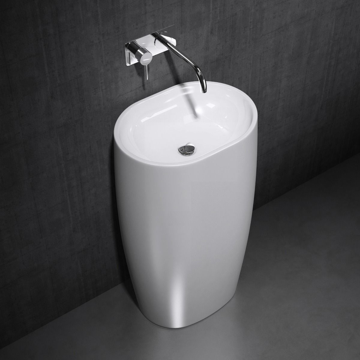 Standwaschbecken EGO-32, Marmorkomposit, 53x38x88 cm, ohne Hahnloch