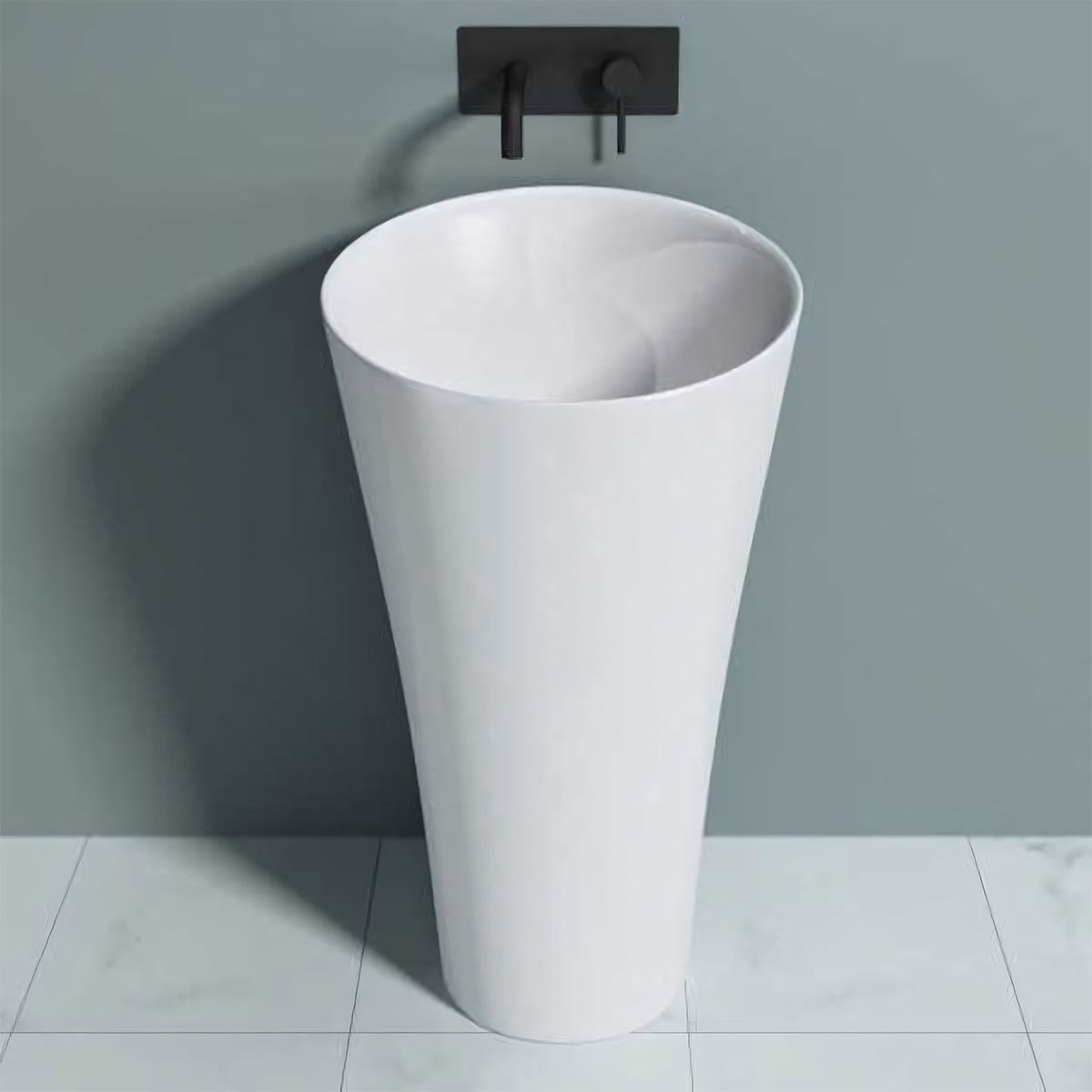 Standwaschbecken EGO 33, Weiß, glänzend, 50,5x50,5x88 cm, Bodenmontage, Marmorverbund