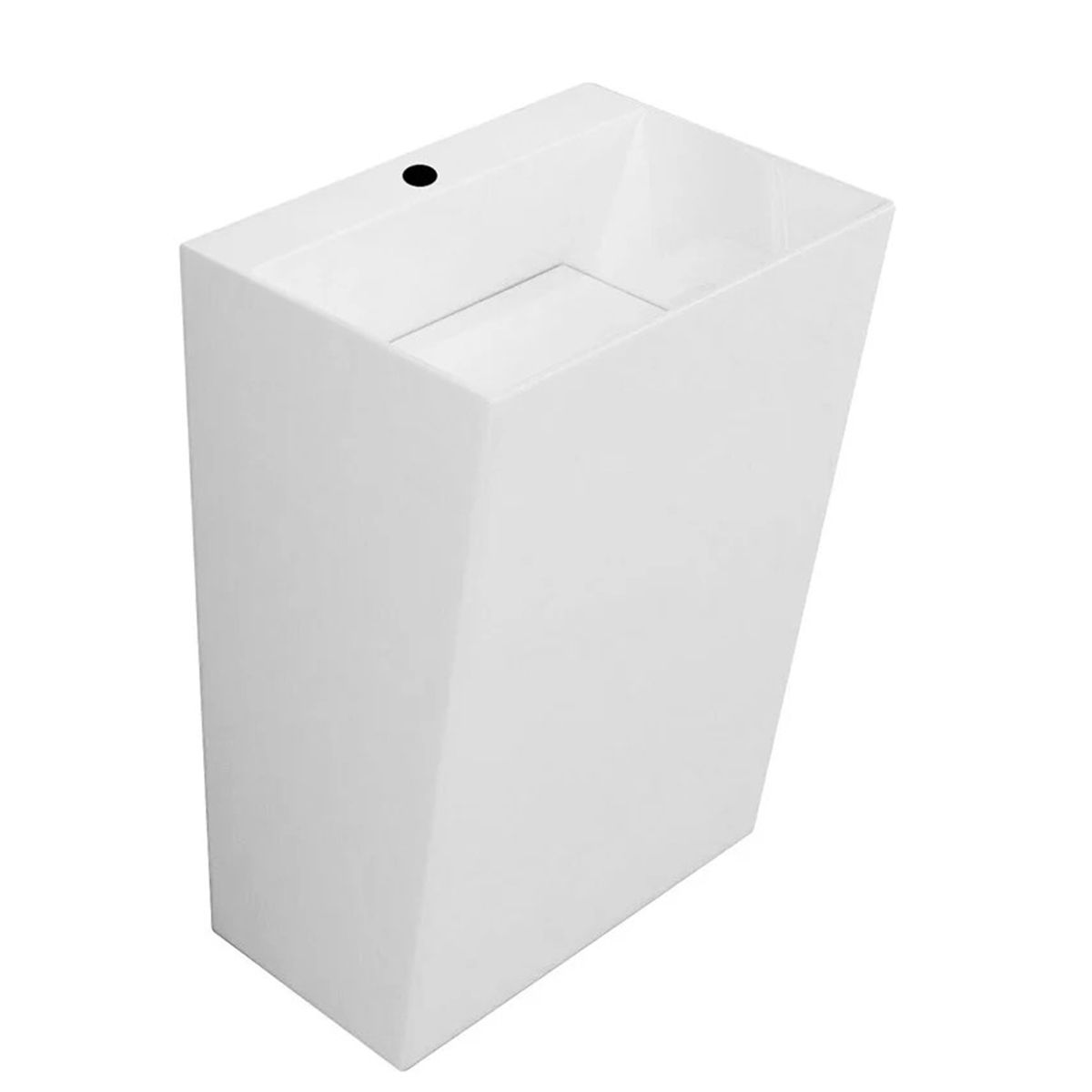 Waschtisch EGO 40, Weiß, glänzend, 55 x 42 x 85 cm, Standmodell, Marmor-Verbundwerkstoff, mit Armaturenloch