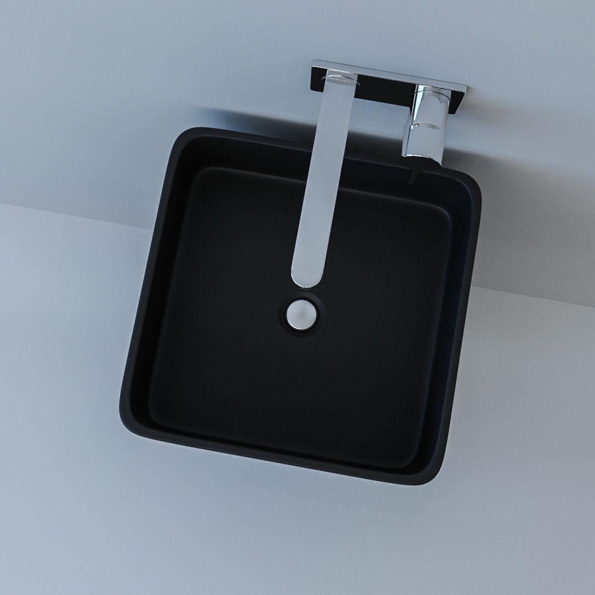 Standwaschbecken EGO Bufon, Mattschwarz, Power Colour, 40x40x85 cm, Bodenmontage, Sanitärkeramik