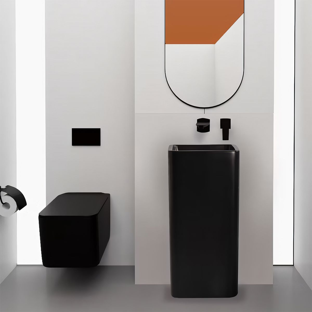 Standwaschbecken EGO Bufon, Mattschwarz, Power Colour, 40x40x85 cm, Bodenmontage, Sanitärkeramik