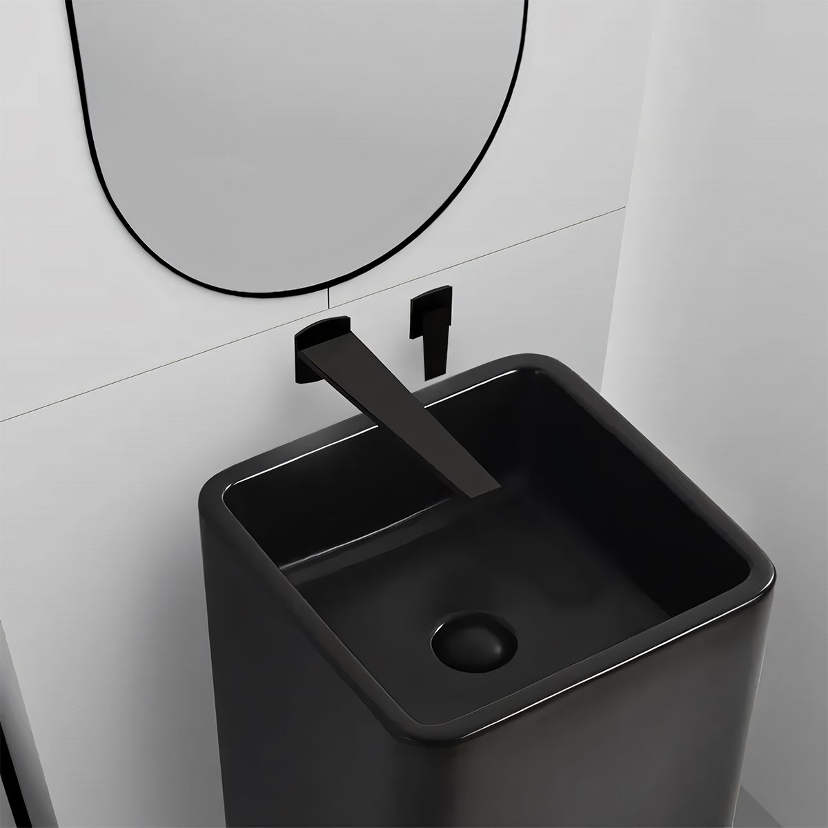 Standwaschbecken EGO Bufon, Mattschwarz, Power Colour, 40x40x85 cm, Bodenmontage, Sanitärkeramik