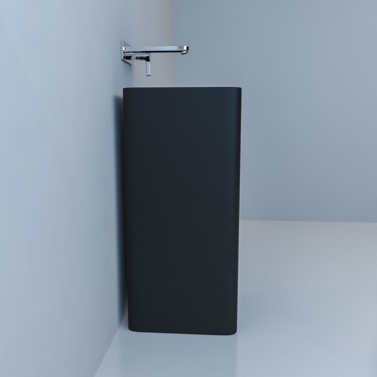 Standwaschbecken EGO Bufon, Mattschwarz, Power Colour, 40x40x85 cm, Bodenmontage, Sanitärkeramik