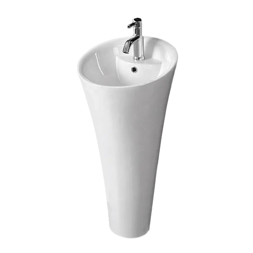 Standwaschbecken EGO David, Weiß, 45x87 cm, mit Hahnloch, Bodenmontage, Sanitärkeramik