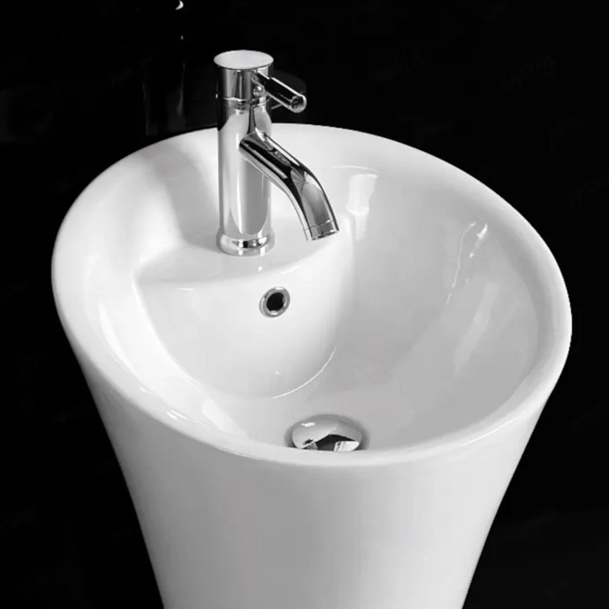 Standwaschbecken EGO David, Weiß, 45x87 cm, mit Hahnloch, Bodenmontage, Sanitärkeramik