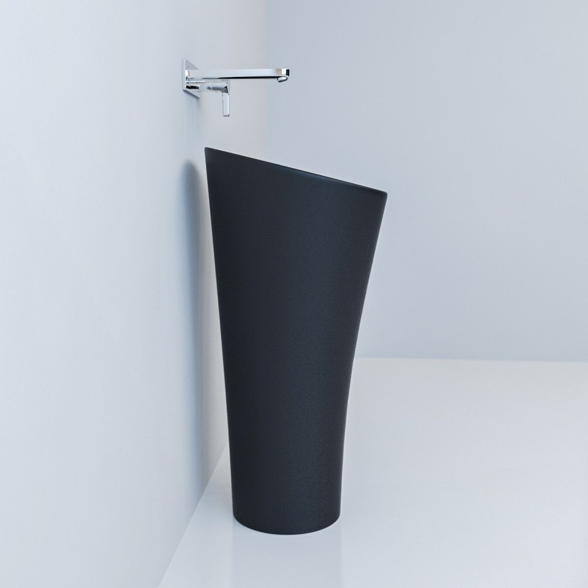 Standwaschbecken EGO David, Mattschwarz, Power Colour, 42.5x42.5x95 cm, Bodenmontage, Sanitärkeramik