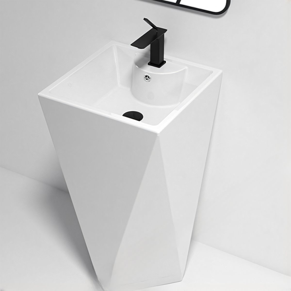 Standwaschbecken Enrico, Weiß, mit Hahnloch, 47x47x83 cm, Bodenmontage, Sanitärkeramik
