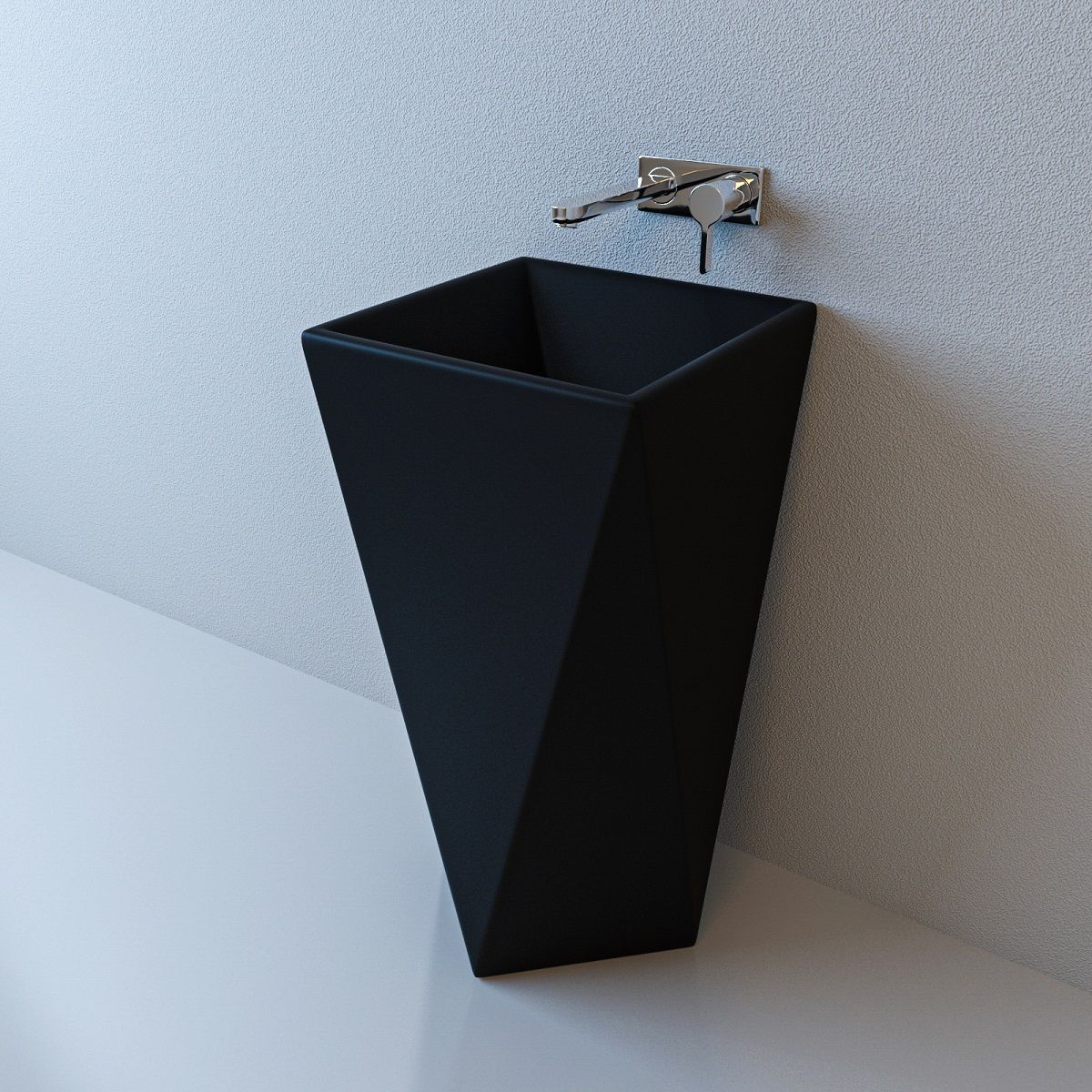 Standwaschbecken Enrico, Mattschwarz, Power Colour, 47x47x83 cm, Bodenmontage, Sanitärkeramik