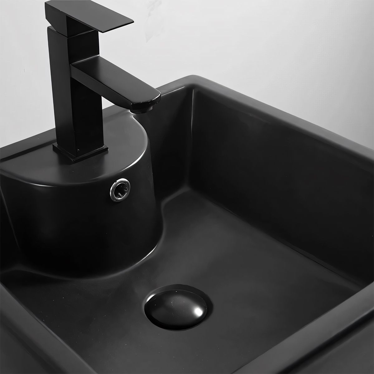 Standwaschbecken Enrico, Mattschwarz, Power Colour, mit Hahnloch, 47x 47x83 cm, Bodenmontage, Sanitärkeramik
