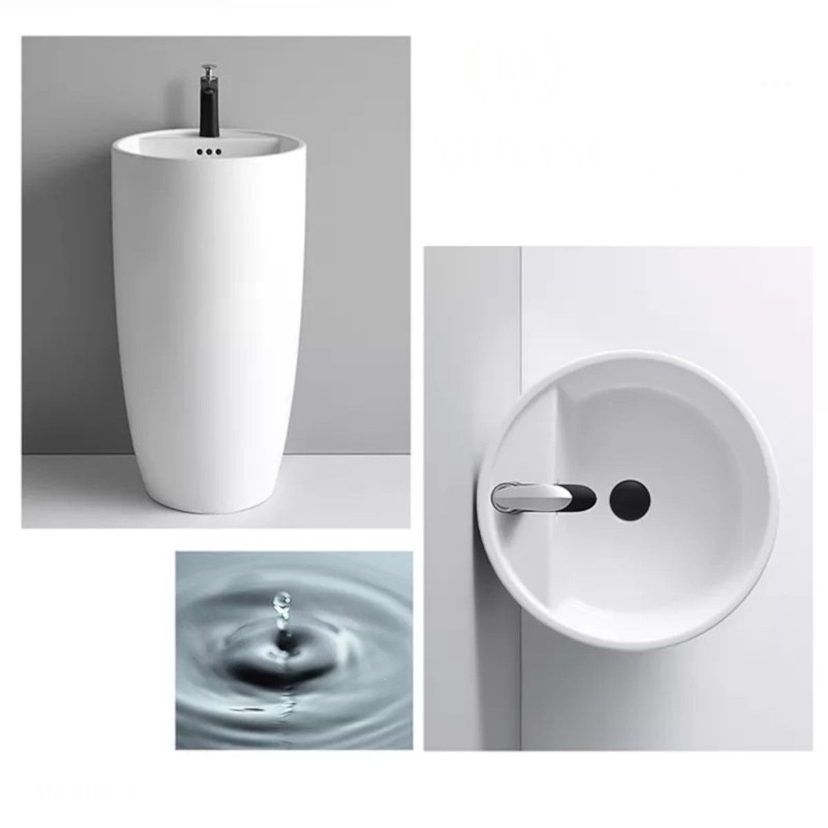 Standwaschbecken Fida, Weiß, 45 x 45 x 85 cm, Bodenmontage, Sanitärkeramik