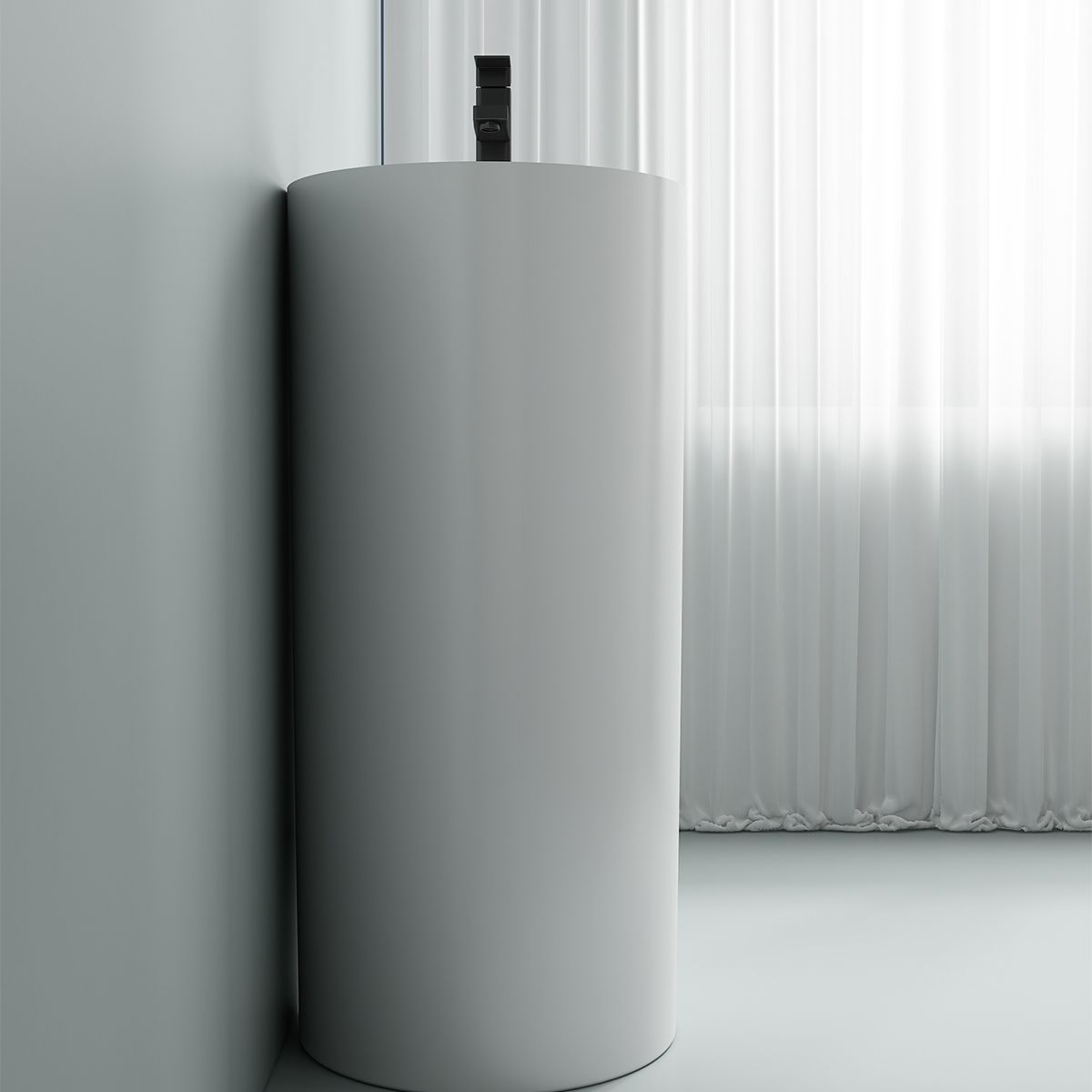 Standwaschbecken, freistehend, glänzend Weiß, 61x39x85 cm, mit Armaturenloch, Imperia