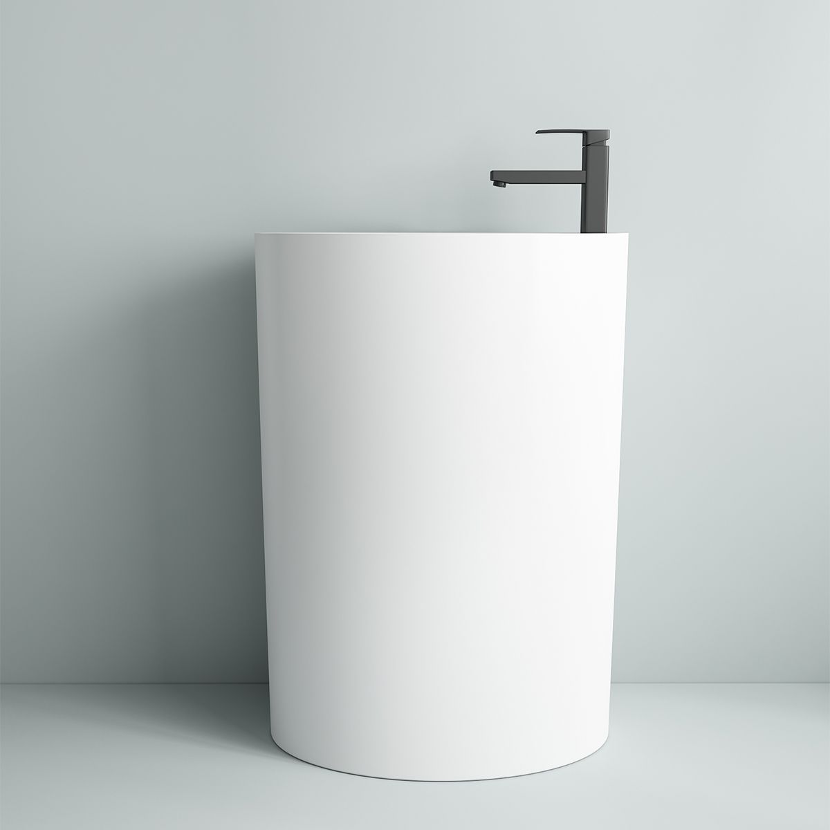 Standwaschbecken, freistehend, glänzend Weiß, 61x39x85 cm, mit Armaturenloch, Imperia