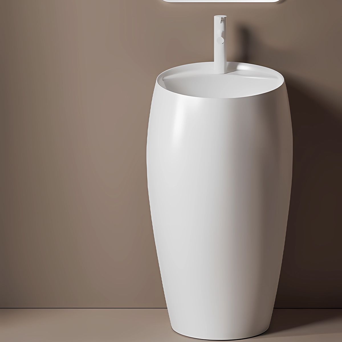 Standwaschbecken, freistehend, Glänzend Weiß, Sanitärkeramik, 42x89 cm, Luna