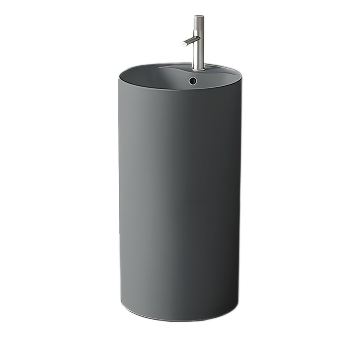 Standwaschbecken, Mattgrau, Power Colour, mit Hahnloch, Durchmesser 45 cm, Modena
